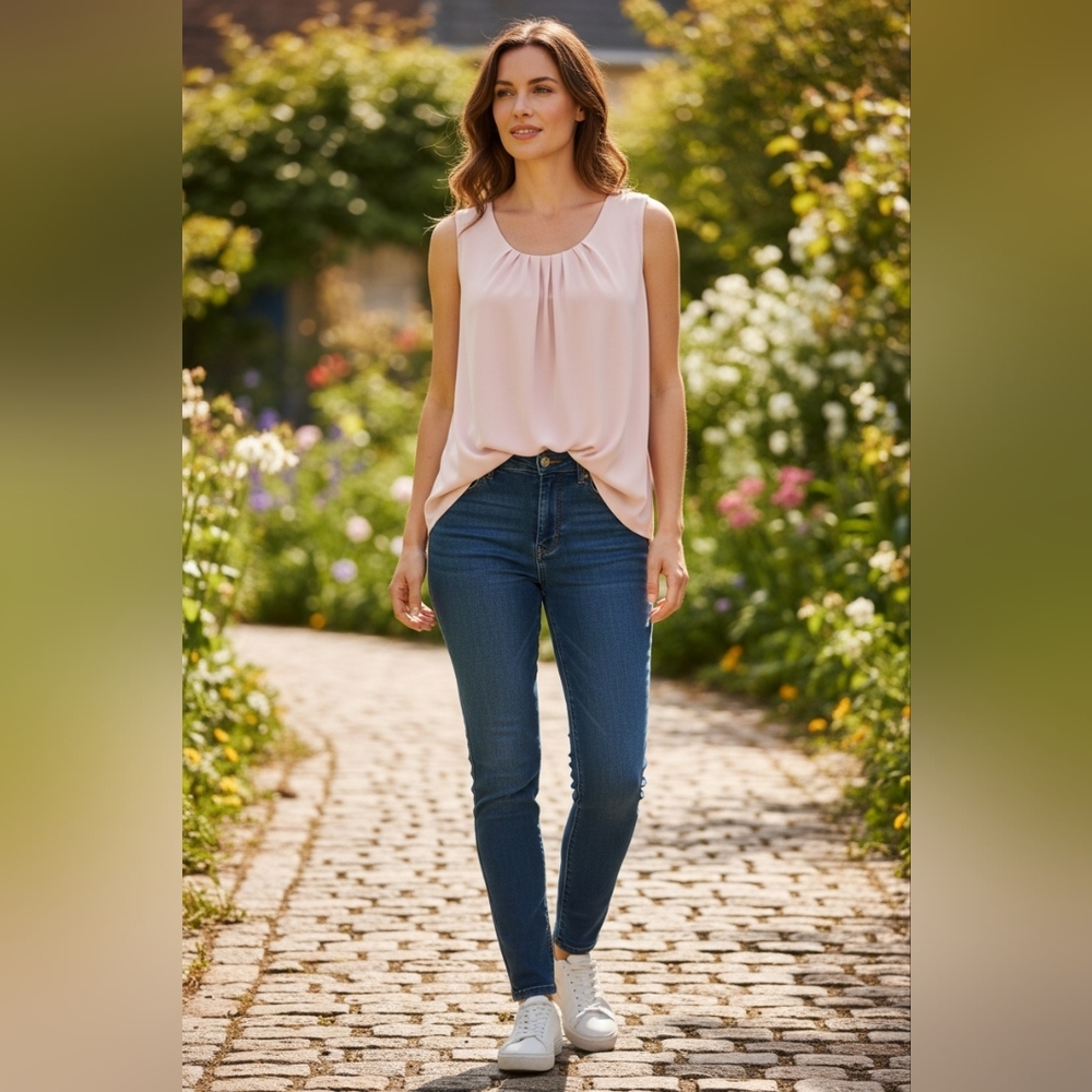 JONES STUDIO Womens Pink Pleated Tank Blouse Plus Size 18W NWT